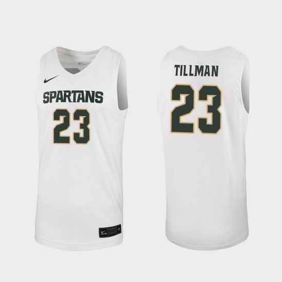 Men Michigan State Spartans Xavier Tillman Replica White College Basketball 2019 20 Jersey